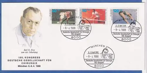 Dt. Gesellschaft für Chirurgie Kongress 1988 Souvenir-Karte mit Bund 1353-55