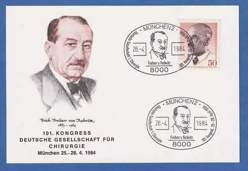 Dt. Gesellschaft für Chirurgie Kongress 1984 Souvenir-Karte mit Sauerbruch-Marke