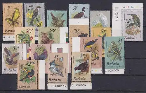 Barbados 1979 Freimarken Vögel Mi.-Nr. 465 - 481 **