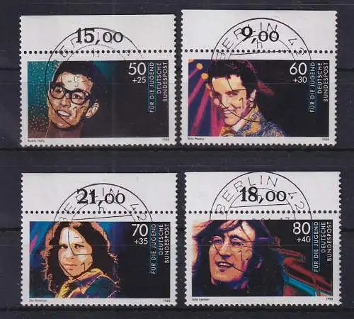 Jugend 1988 Rock- und Popmusik, Mi.-Nr. 1360-1363 Oberrand-Satz O BERLIN 42