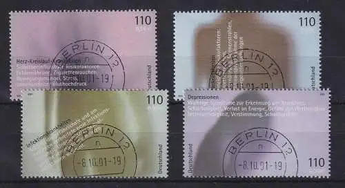 Bund 2001 Für die Gesundheit Block-Einzelmarken  Mi.-Nr. 2200-2203 O BERLIN 12