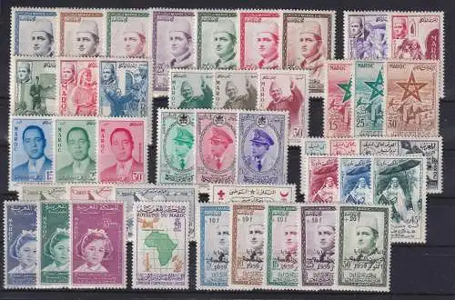 Marokko 1956-1960 Sortiment Mi.-Nr. 408-450 komplett ** / MNH