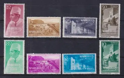 Marokko-Nordzone 1956 Freimarken Mi.-Nr. 1-8 Satz kpl. ** / MNH
