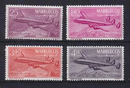 Marokko-Nordzone 1956 Flugzeug Lockheed Constellation Mi.-Nr. 9-12 Satz ** / MNH