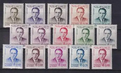 Marokko 1962 / 65 Freimarken König Hassan II. Mi.-Nr. 489-502  kpl. ** / MNH