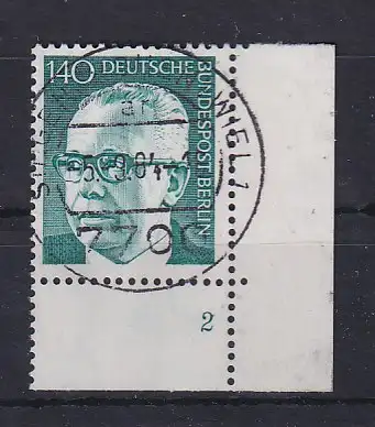 Berlin 1972 Heinemann 140er Mi.-Nr. 430 Ecke mit Formnummer 2, Voll-O SINGEN