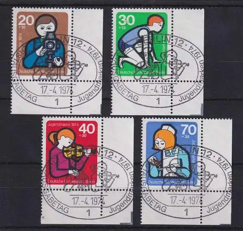 Berlin 1974 Jugend Mi.-Nr. 468-71 Eckrandstücke UR mit Et-So.-O BERLIN 12