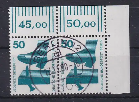 Berlin Unfallverhütung 50Pfg Mi.-Nr. 408 Eckrand-Paar OR schön gest.  BERLIN 12