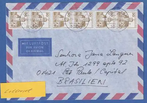 Berlin Burgen&Schlösser 30 Pfg. LETTERSET als MEF mit 6 Werten !!  auf Lp-Brief 