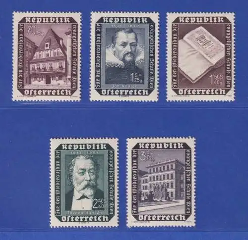 Österreich 1953 Wiederaufbau evang. Schule Wien-Karlsplatz Mi-Nr. 989-93 Satz **