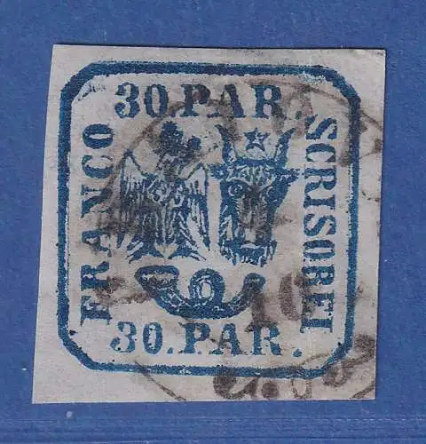 Rumänien 1864 Vereinigtes Wappen 30PAR. Mi.-Nr.10II gestempelt