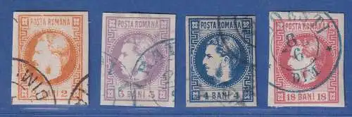 Rumänien 1868-70 Fürst Karl I. 2-3-4-18 Bani Mi.-Nr. 17-20 kpl. Satz gestempelt