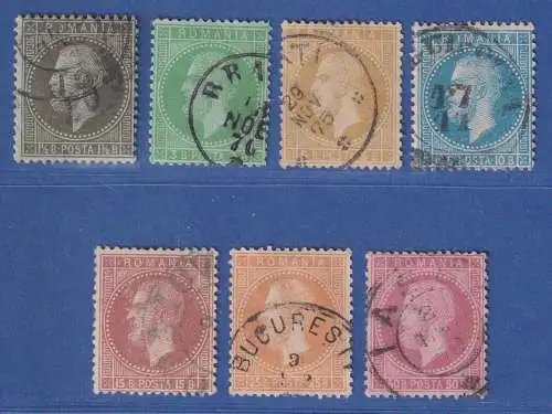 Rumänien 1872 Fürst Karl I. im Kreis Mi-Nr. 35-42 Satz 7 Werte kpl. O