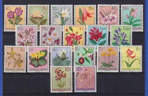 Ruanda-Urundi 1953 Flora Blumen Mi.-Nr. 133-151 Satz kpl. postfrisch ** / MNH