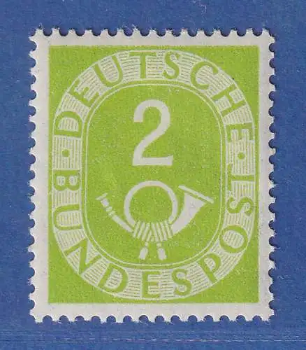 Bund 1951 Posthornsatz 2-Pfennig-Wert Mi.-Nr. 123 postfrisch ** gpr. SCHLEGEL 