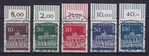 Berlin 1966 Dauerserie Brandenburger Tor Mi.-Nr. 286-290 Oberrand-Satz gestemp.