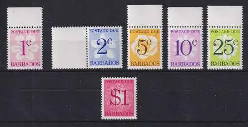 Barbados 1976 Portomarken Mi.-Nr. 13-18 **