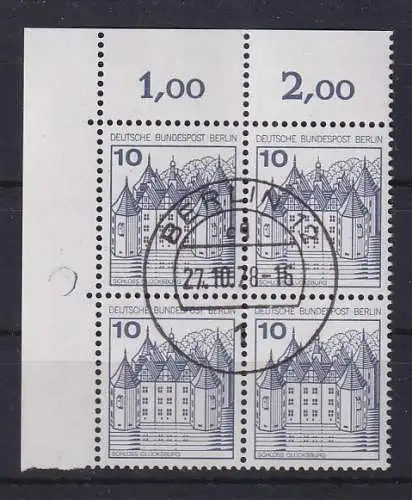 Berlin B&S 10Pfg Mi.-Nr. 532 Eckrand-Viererblock  O BERLIN 12 