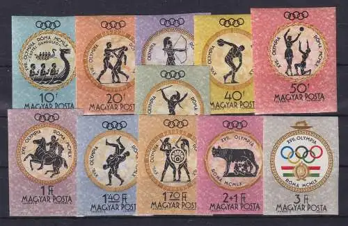 Ungarn 1960 Olympische Rom Mi.-Nr. 1686-1696 B Satz kpl  postfrisch **