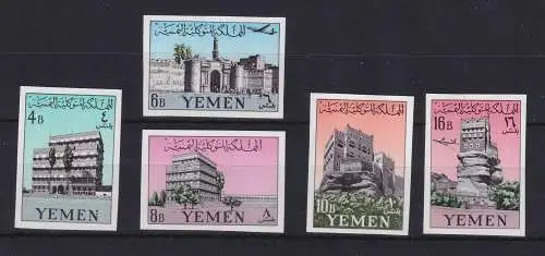 Jemen Nordjemen 1961 Paläste Mi.-Nr. 225-229 B Satz kpl. ** 