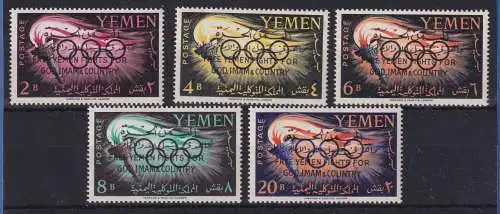 Jemen Königreich 1962 Olympia mit Aufdruck Mi.-Nr. 8-12 Satz kpl. ** 
