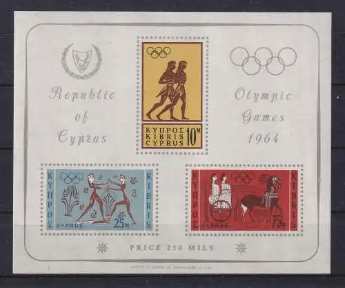 Zypern 1964 Olympische Spiele Tokio Mi.-Nr. Block 2 postfrisch ** 