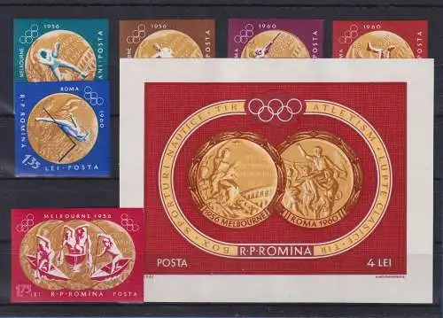 Rumänien 1961 Olympische Spiele Mi.-Nr. 2010-19 und Block 50 kpl. ** (*)