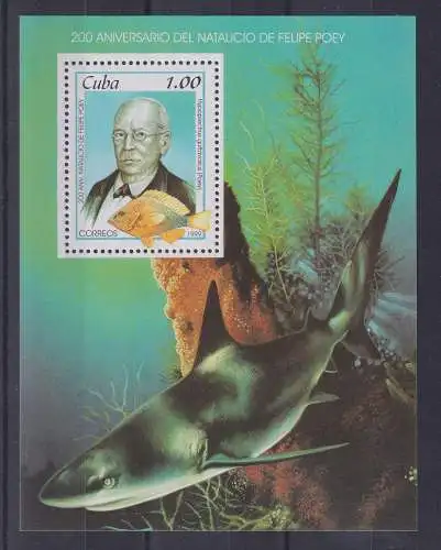 Kuba 1999 Fische , Hai  Mi.-Nr. Block 154  **