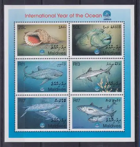 Malediven  Fische  Mi.-Nr. 3161-66 Kleinbogen postfrisch ** / MNH 