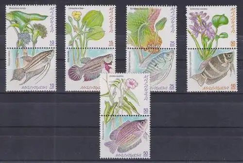 Malaysia Fische Mi.-Nr. 766-75 Satz kpl.  postfrisch ** / MNH 