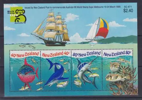 Neuseeland 1999 Fische Mi.-Nr. Block 90 ** / MNH 