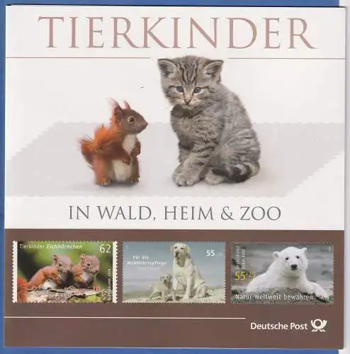 TIERKINDER dekorativer Klappfolder der Dt.Post mit 23 postfrischen Marken