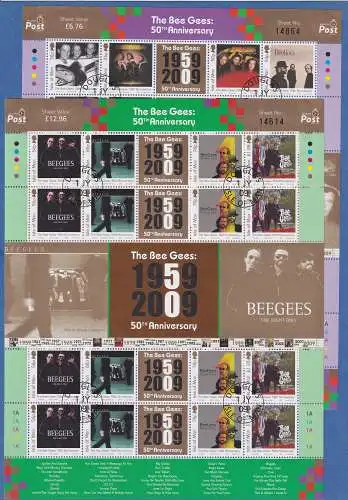 Isle of Man 2009 50 Jahre Bee Gees Mi.-Nr. 1543-1550 Set 2 Zusammendruckbogen O