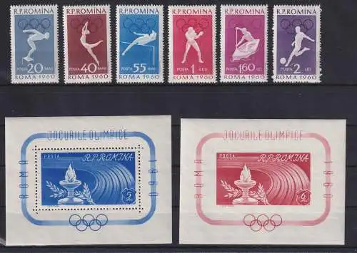 Rumänien 1960 Olympische Spiele Rom Mi.-Nr. 1847-52 und Block 46 - 47 **