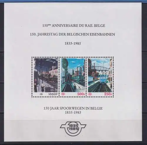 Belgien 1985 Eisenbahnpaketmarken Block 4 mit Mi.-Nr. 356,383-84 postfrisch **