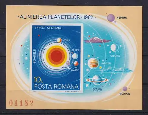 Rumänien 1982 Weltraum Planeten Mi-Nr. Block 182 **  # 01182