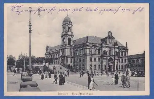 Alte AK Dresden Ständehaus gelaufen 1914