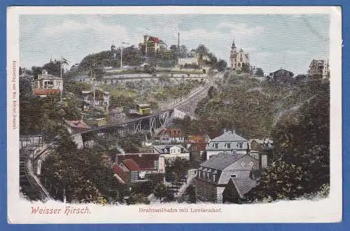 Alte AK Dresden Weisser Hirsch Drahtseilbahn mit Louisenhof ungelaufen um 1910 