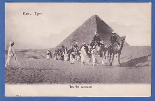 Alte AK Ägypten Kairo Karawane vor Pyramide ungelaufen um 1900-1920 ? 
