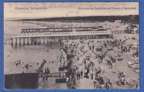Alte AK Ostseebad Swinemünde Blick von der Seebrücke gelaufen 1899