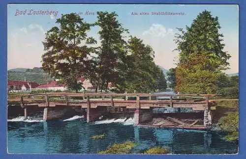 Alte AK Bad Lauterberg im Harz Drahthüttenwehr gelaufen 1929