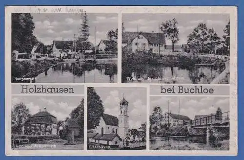 Alte AK Bayern Holzhausen bei Buchloe 5 Ansichten gelaufen 1946