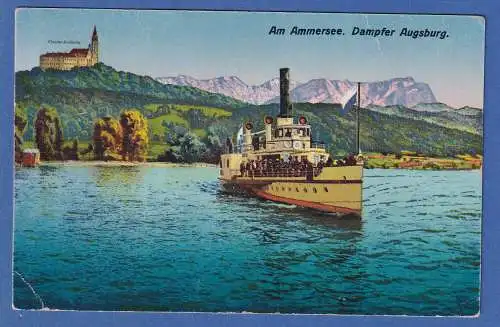 Alte AK Am Ammersee Dampfer Augsburg, Kloster Andechs gelaufen 1930 