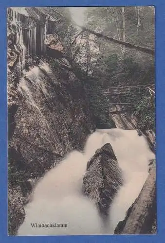 Alte AK Bayern Wimbachklamm bei Ramsau gelaufen 1908