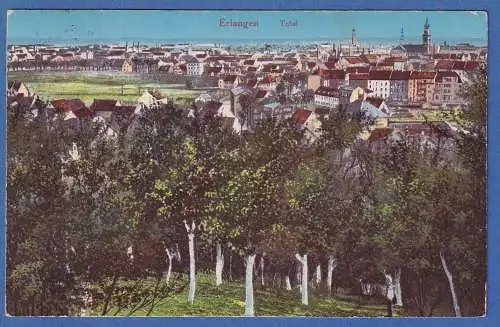 Alte AK Bayern Erlangen Total-Ansicht gelaufen 1932