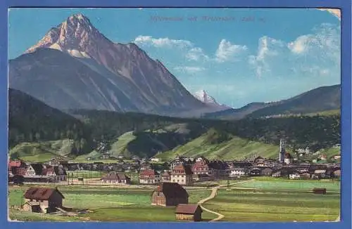Alte AK Bayern Mittenwald mit Wetterstein gelaufen 1918