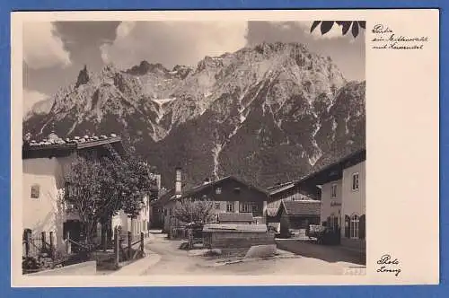 Alte AK Bayern Mittenwald mit Karwendel gelaufen 1935