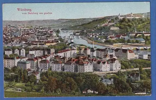 Alte AK Bayern Würzburg vom Steinberg Stadtansicht  gelaufen 1918