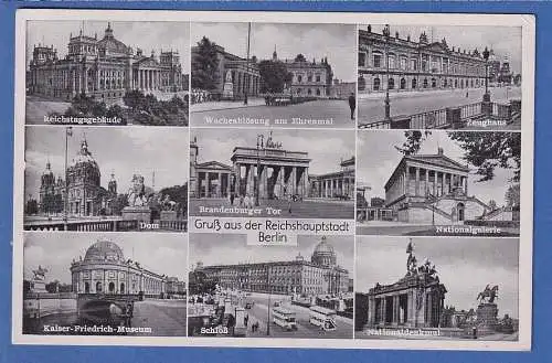 Alte AK Berlin Gruß aus der Reichshauptstadt 9 Ansichten gelaufen 1940