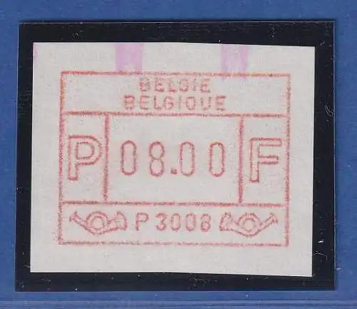 Belgien FRAMA-ATM P3008 ENDSTREIFEN-Anfangsstück ** Wohl nur 2 Stück bekannt !  